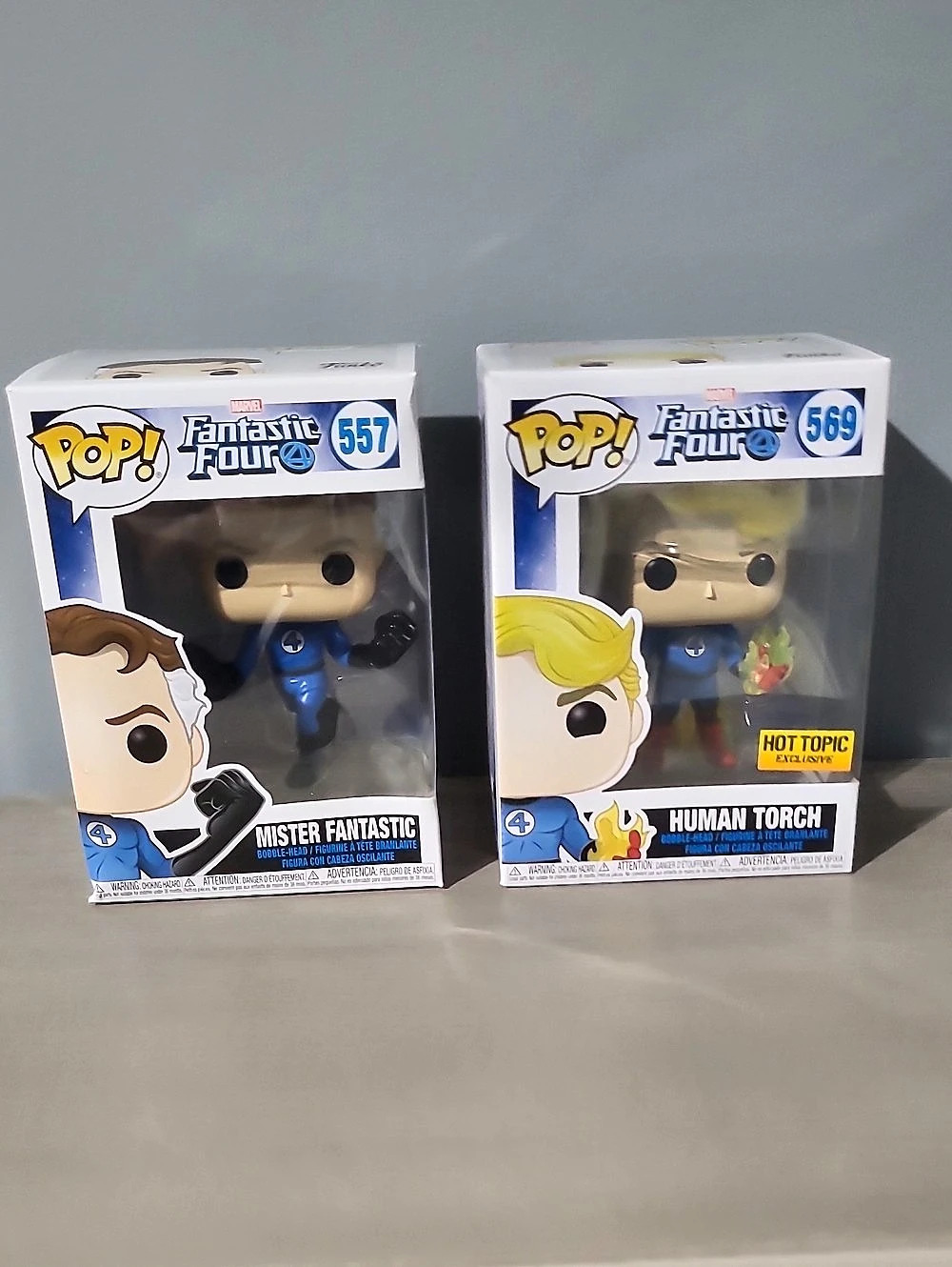 Funko Pop! Fantastic Four Mister Fantastic #557 and Human Torch #569 & Human